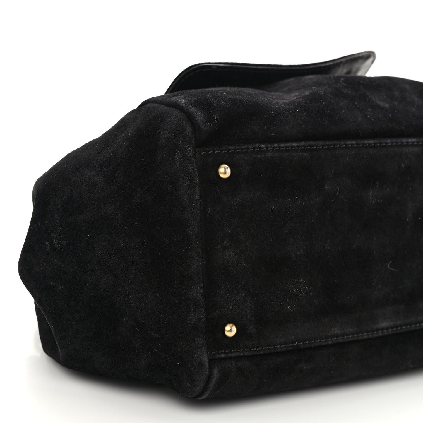 Suede Accordion Flap Black
