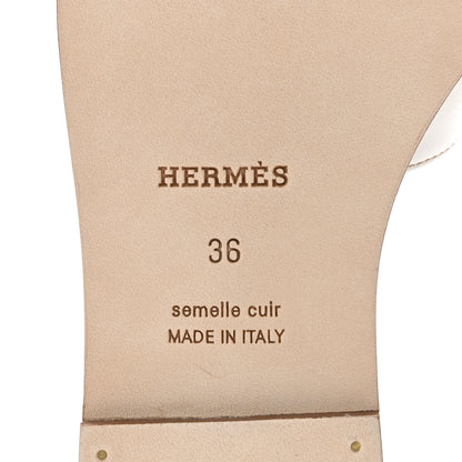 Hermes Box Calfskin Oran Sandals 36 White 7 of 10