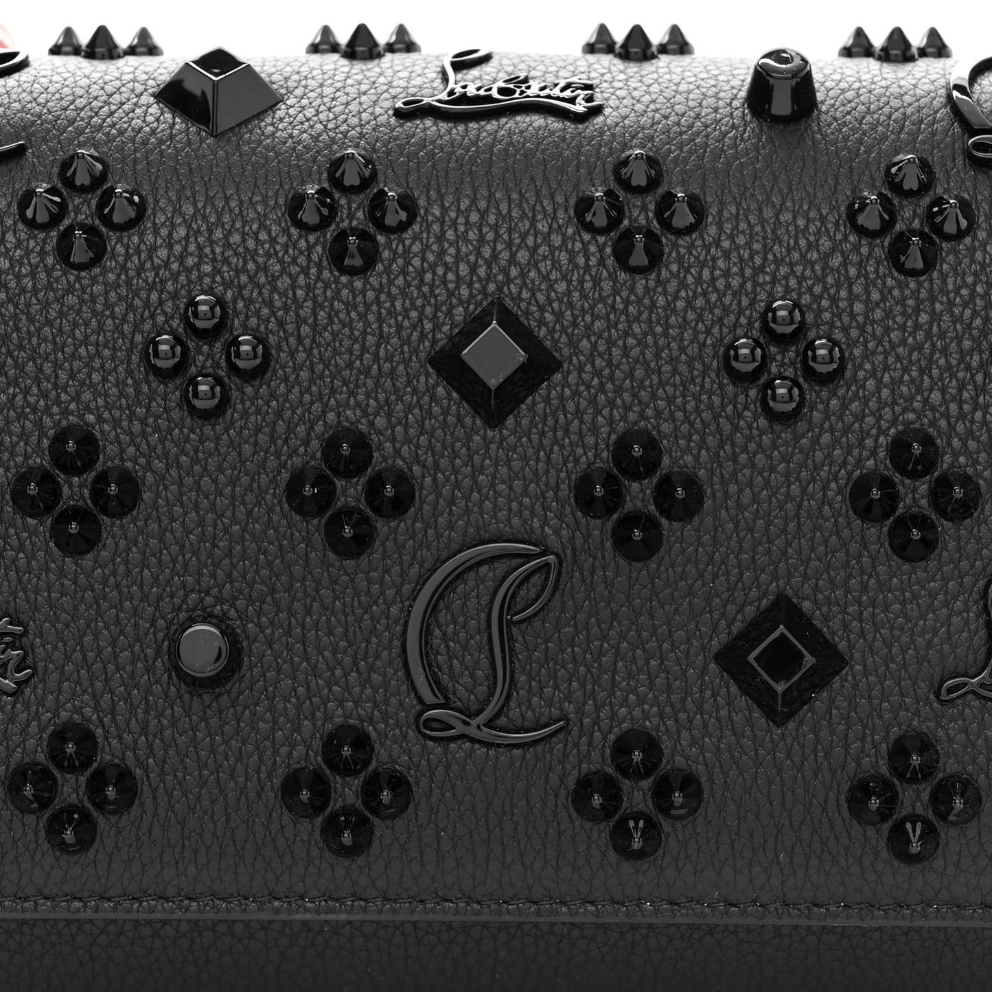 Calfskin Spikes Loubinthesky Paloma Clutch Black