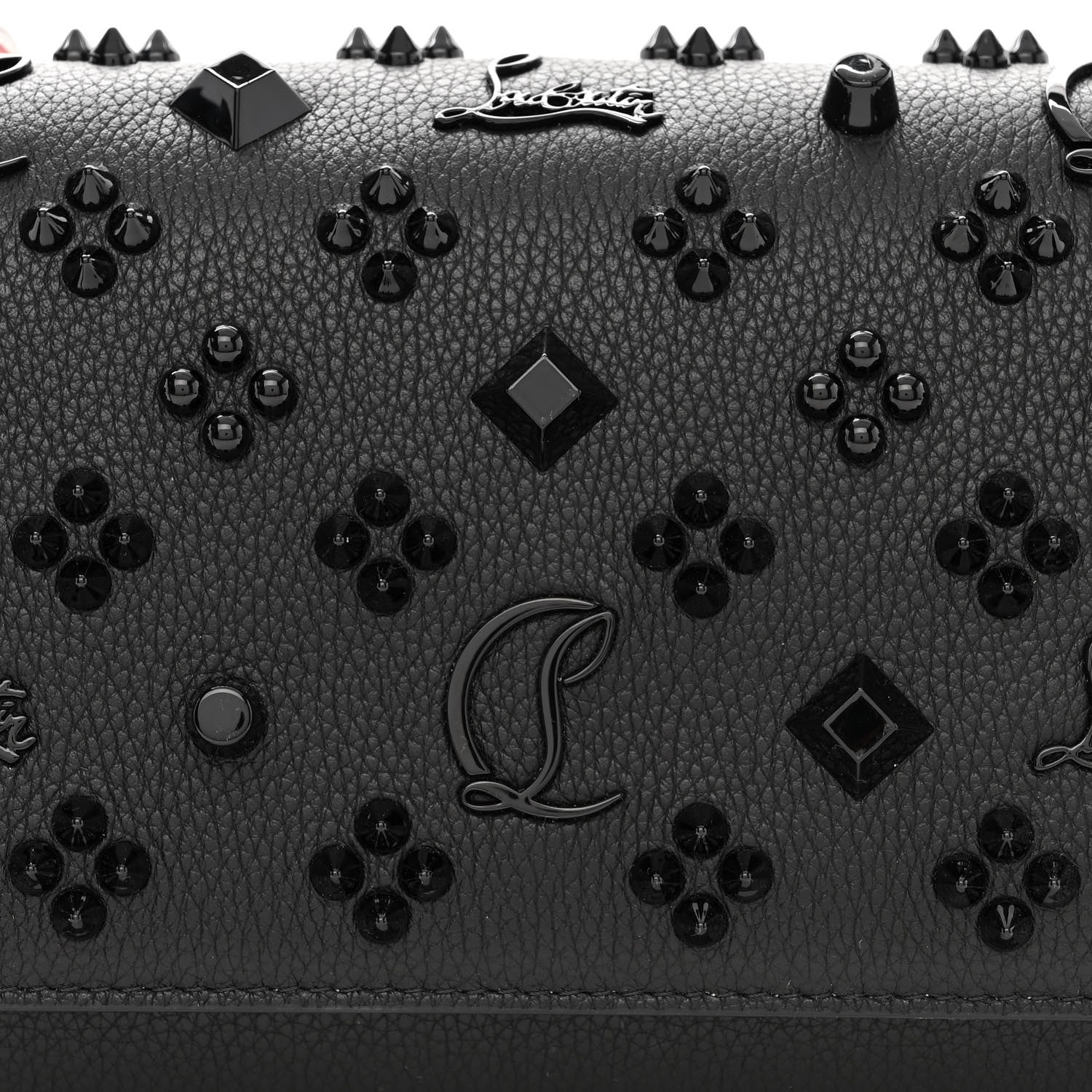 Christian Louboutin Calfskin Spikes Loubinthesky Paloma Clutch Black 8 of 10