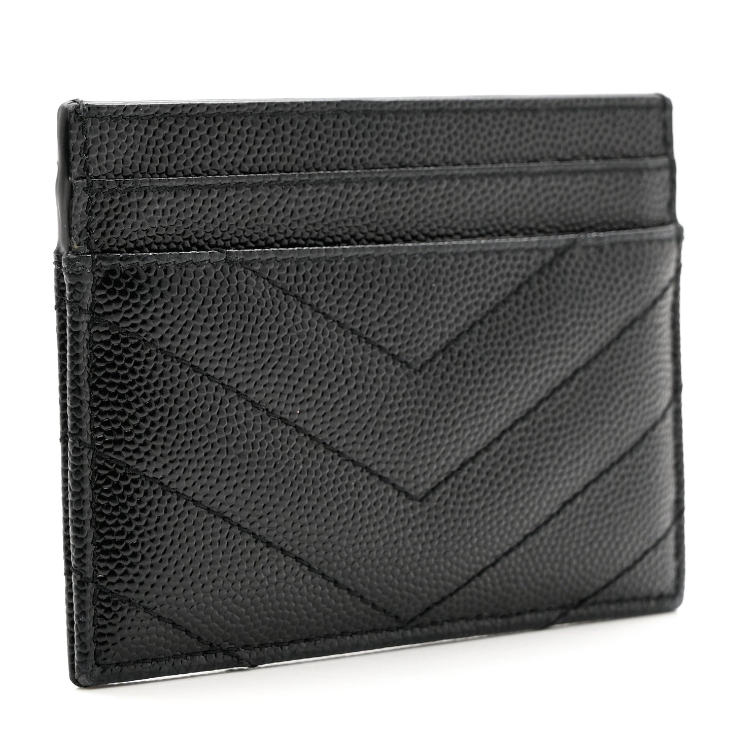 Grain De Poudre Matelasse Chevron Monochrome Monogram Credit Card Case Black