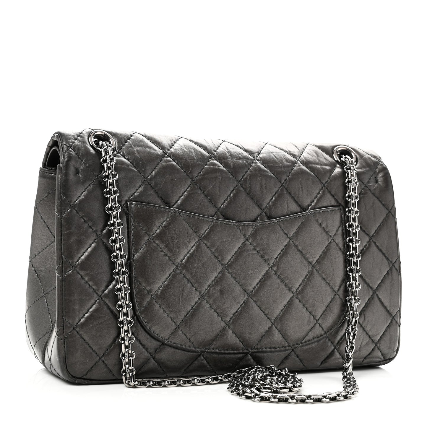 Metallic Aged Calfskin Quilted 2.55 Reissue 226 Flap Dark Grey