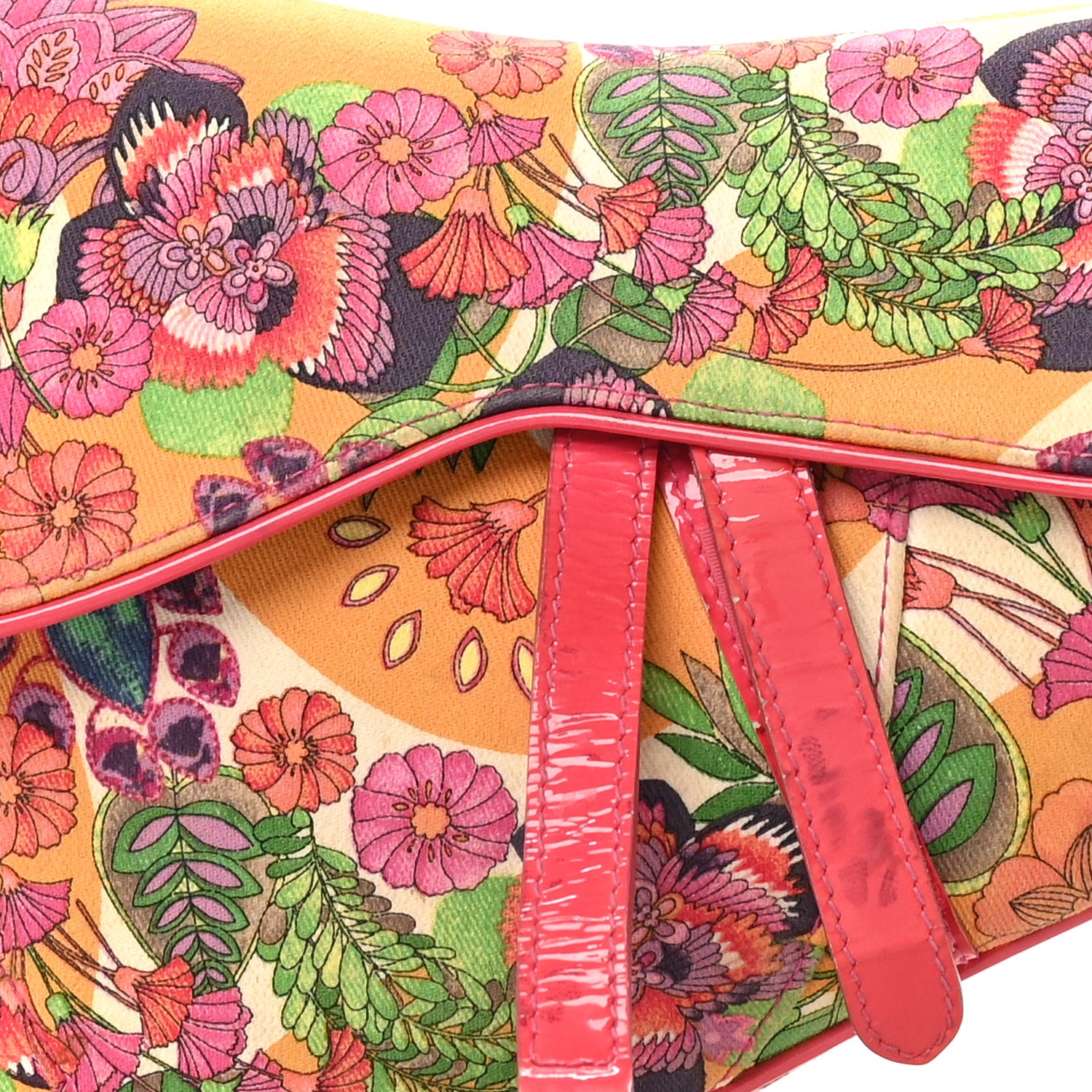 Christian Dior Canvas Floral Hawaii Glamour Saddle Bag Multicolor