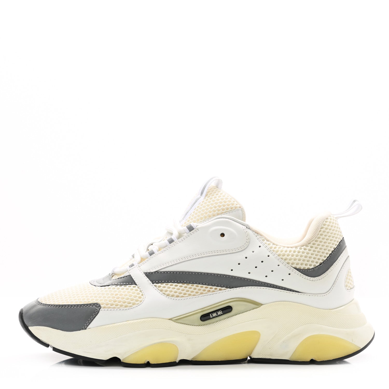 Christian Dior Technical Mesh Calfskin Mens B22 Sneakers 46 White Yellow 1 of 10