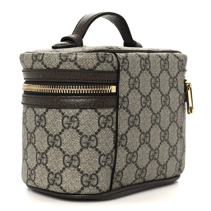 Gucci GG Supreme Monogram Textured Calfskin Web Ophidia Vanity Cosmetic Case Beige Ebony New Acero 3 of 11