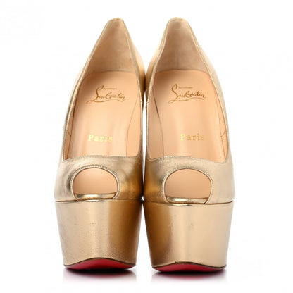 Christian Louboutin Metallic Calfskin Lady Peep 150 Pumps 36.5 Gold 2 of 10