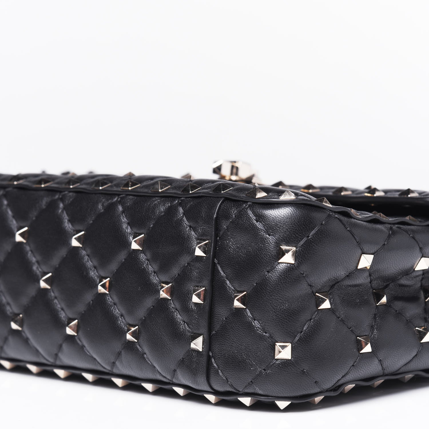 Valentino Garavani Lambskin Medium Rockstud Spike Shoulder Bag Black 12 of 13