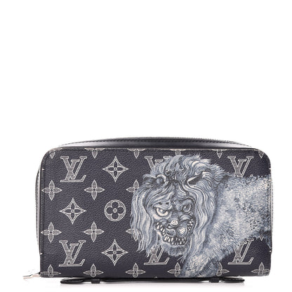 Louis Vuitton Savane Monogram Lion Chapman XL Zippy Wallet Ink 1 of 15