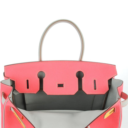 Hermes Chevre Mysore Bi-Color Horseshoe Birkin 30 Rose Lipstick Gris Perle 23 of 25