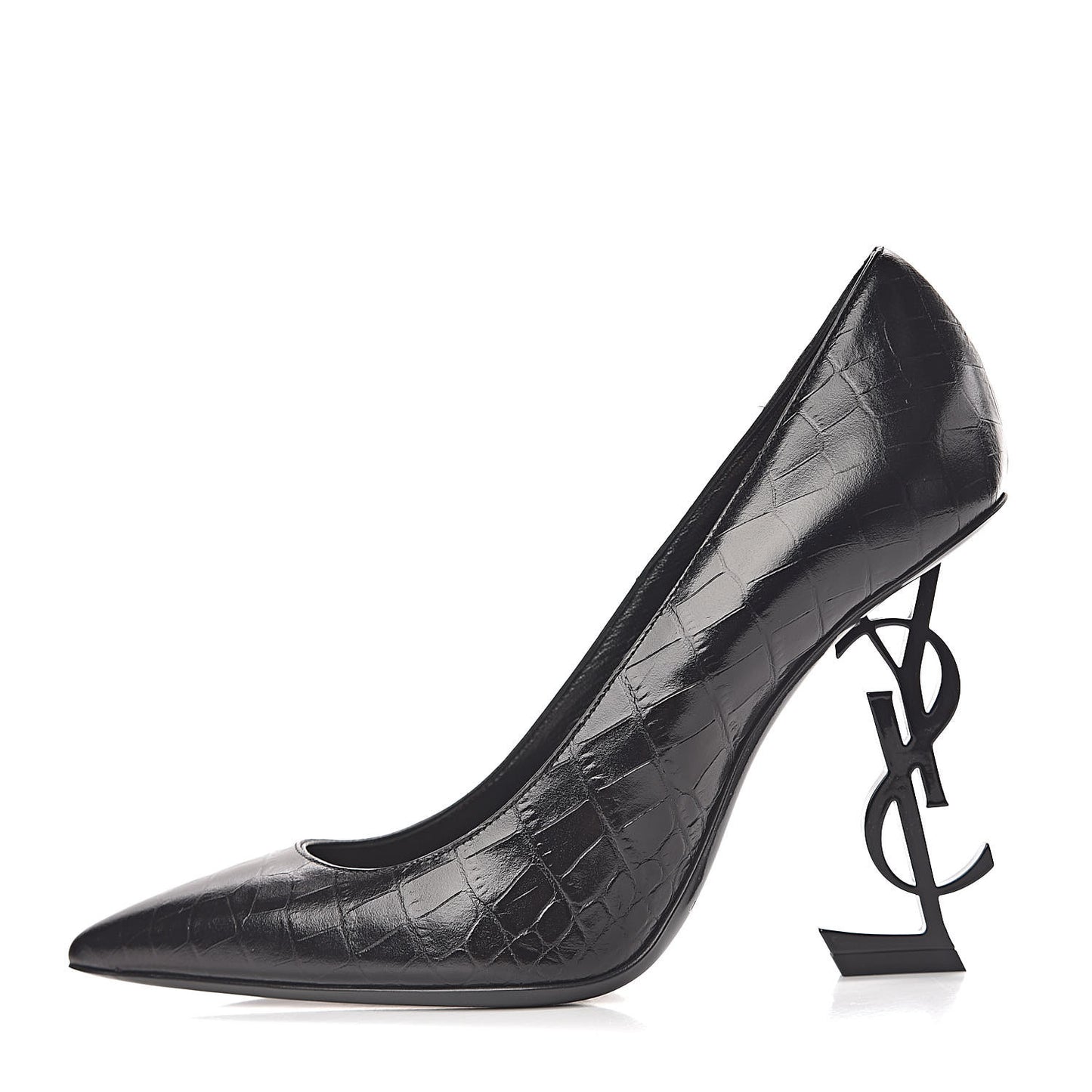 Calfskin Crocodile Embossed Opyum 110 Pumps 38 Black