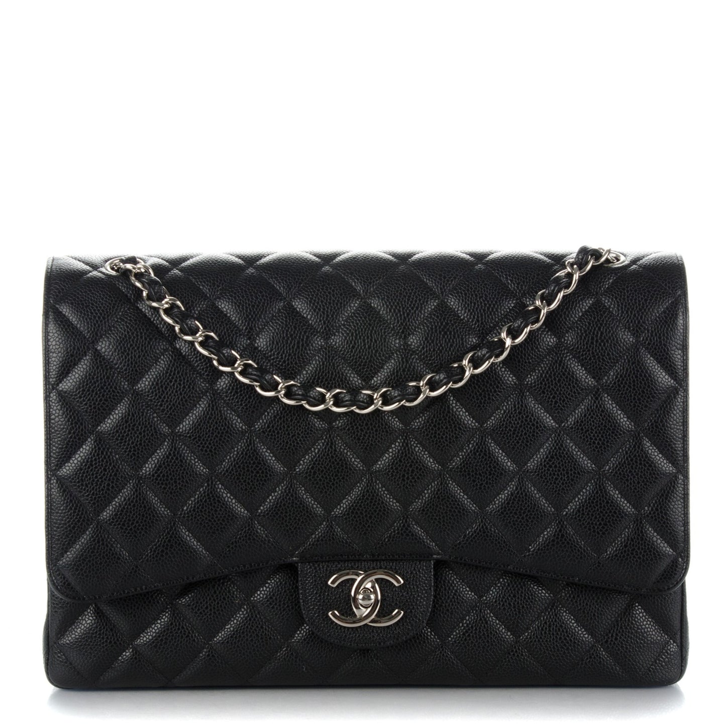 Caviar Quilted Maxi Double Flap Black