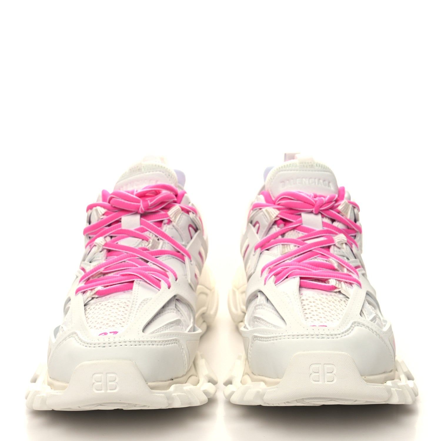 Balenciaga Mesh Rubber Bi-Color Womens Track Sneakers 37 White Fluo Pink 2 of 9