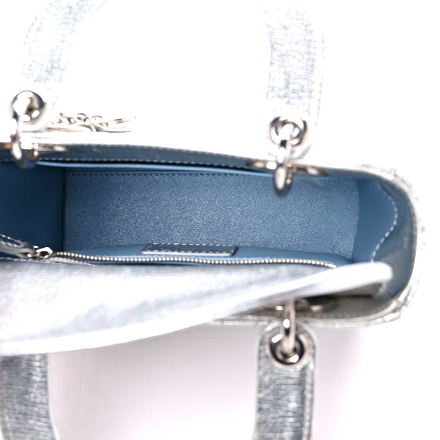 Christian Dior Metallic Grained Calfskin Cannage Small Lucky Badges My Lady Dior Silver 5 of 12