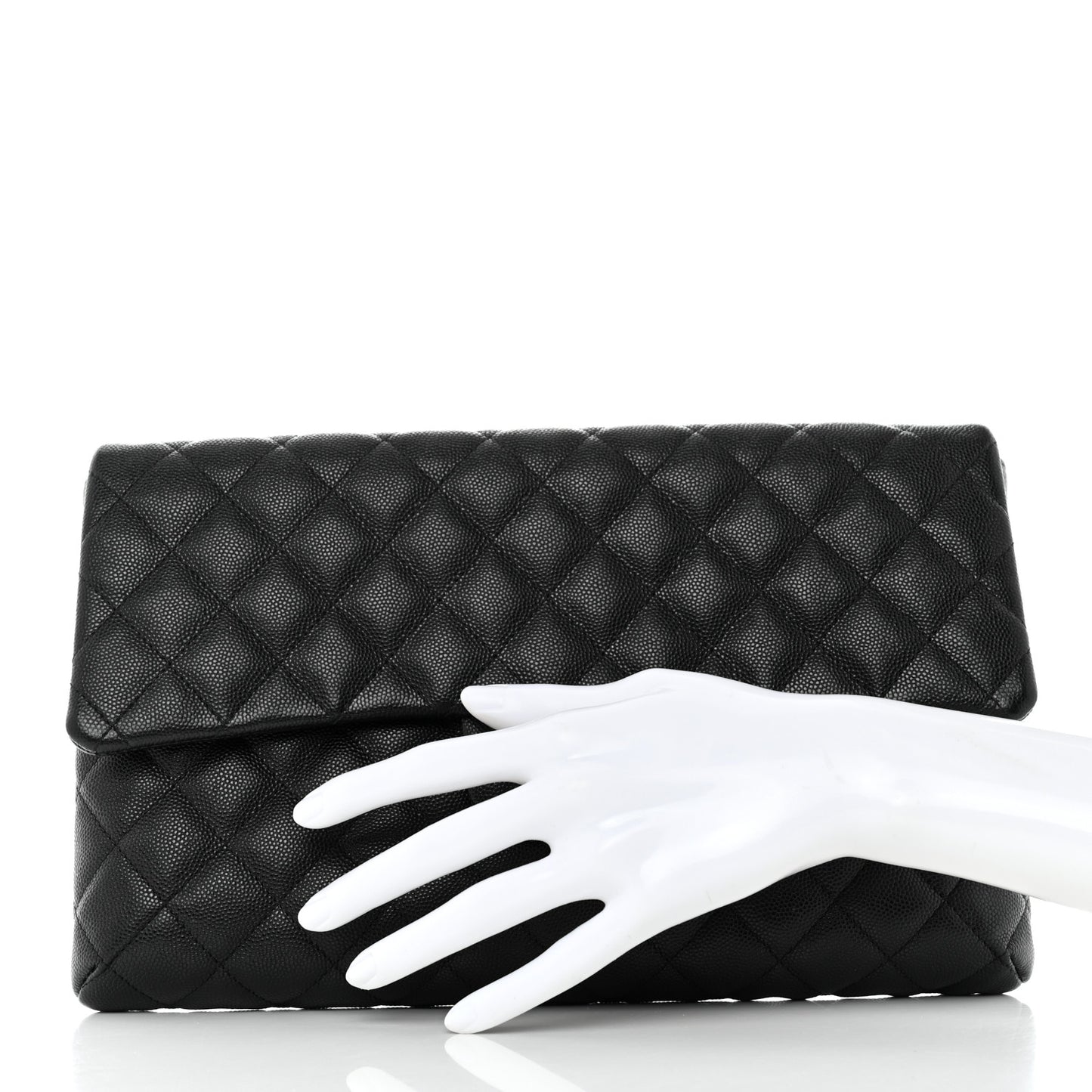 Caviar Quilted Flap Clutch Black