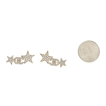 Chanel Crystal Star CC Earrings Gold 2 of 4