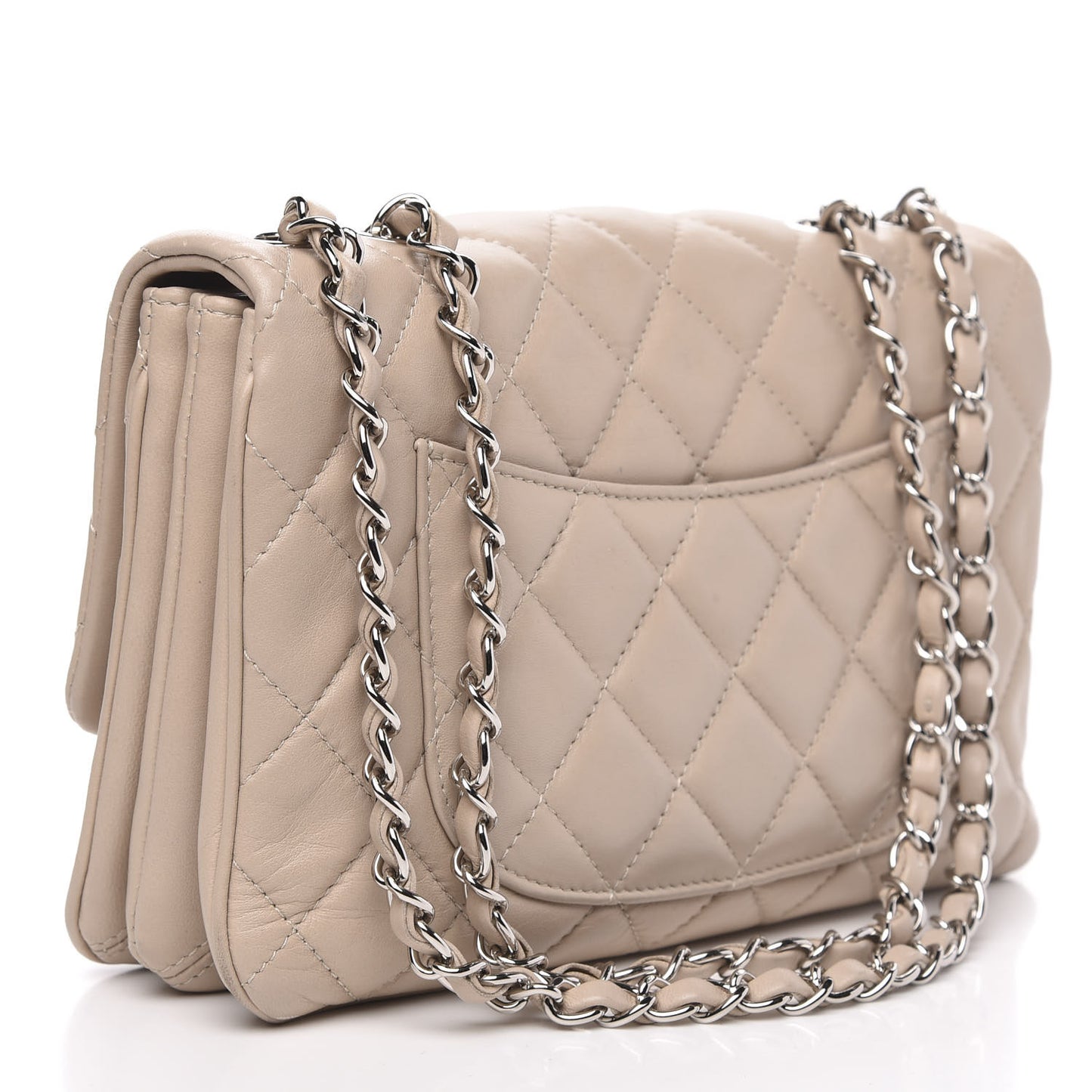 Calfskin Quilted Tender Touch Flap Bag Beige