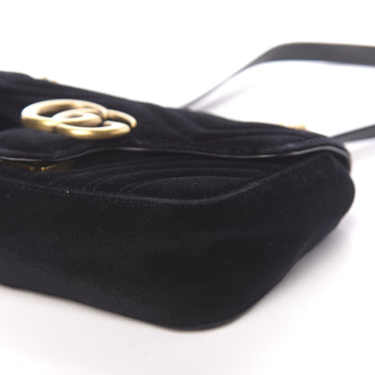 Gucci Velvet Matelasse Mini GG Marmont Shoulder Bag Black 10 of 12