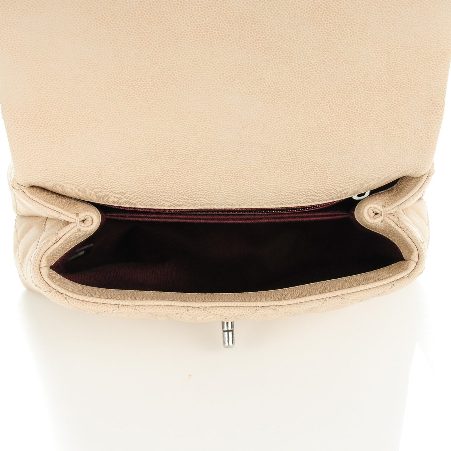 Caviar Quilted Mini Coco Handle Flap Light Beige