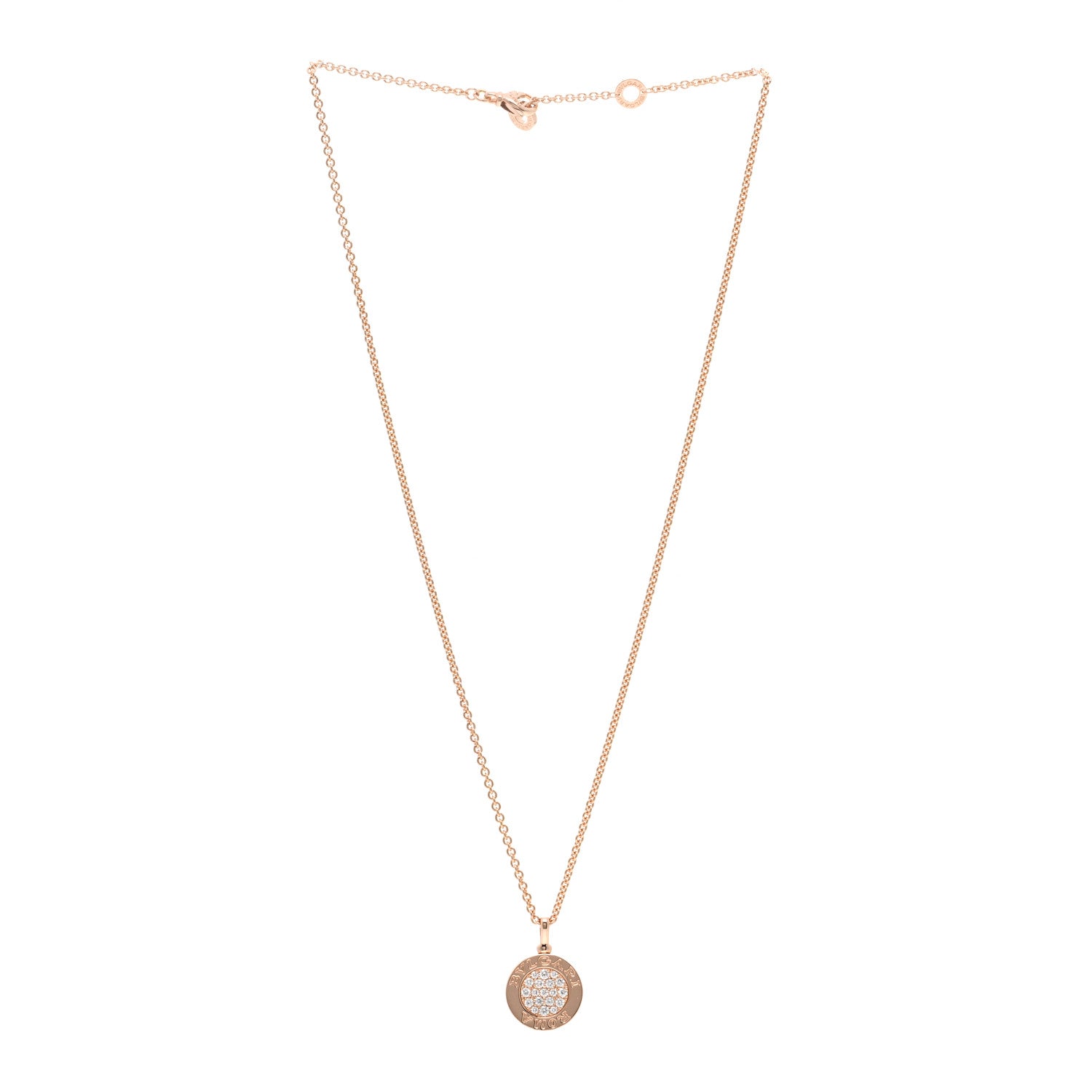 Bulgari 18K Rose Gold Diamond Black Onyx Roma Pendant Necklace 3 of 5