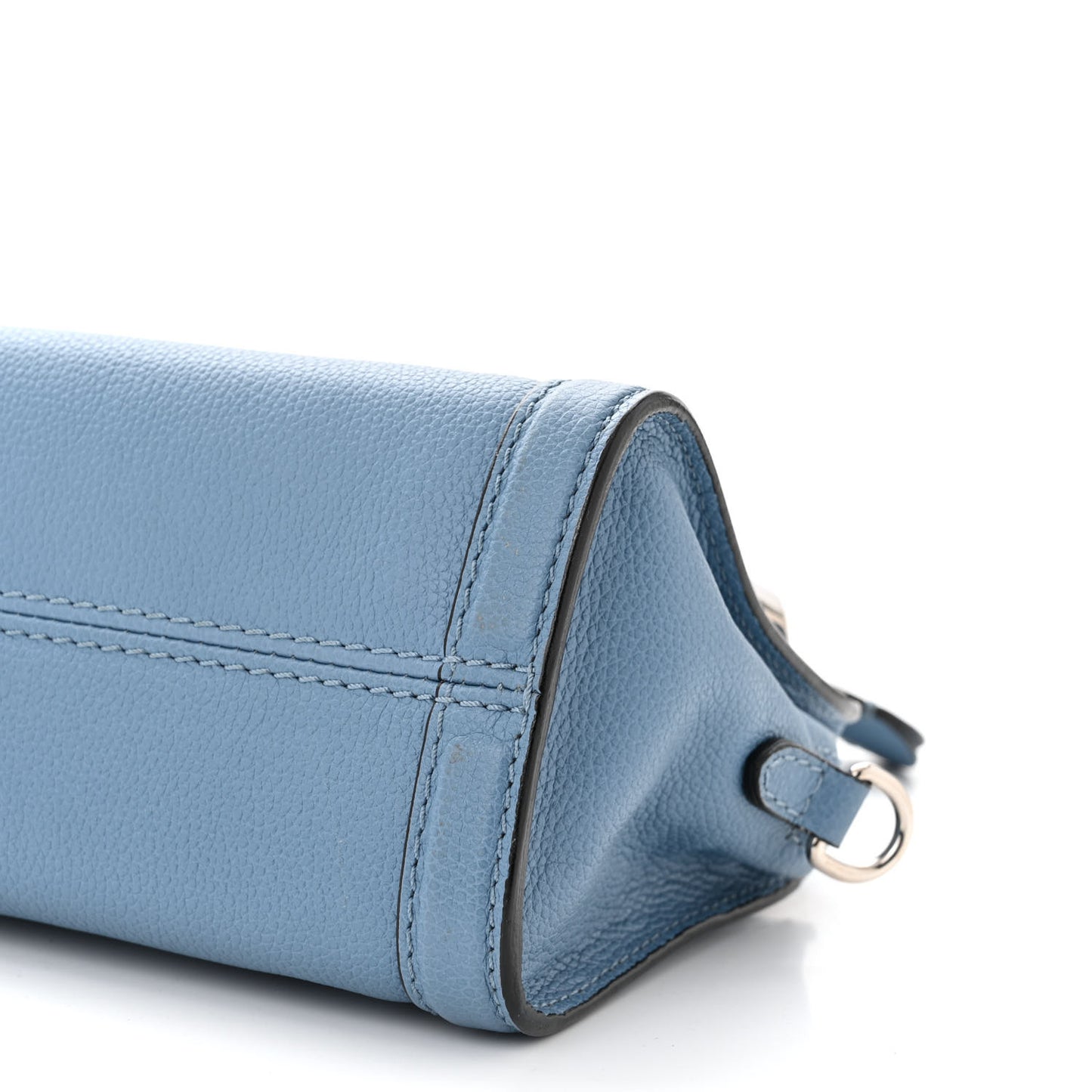 Pebbled Calfskin Mini Padlock Tote Light Blue