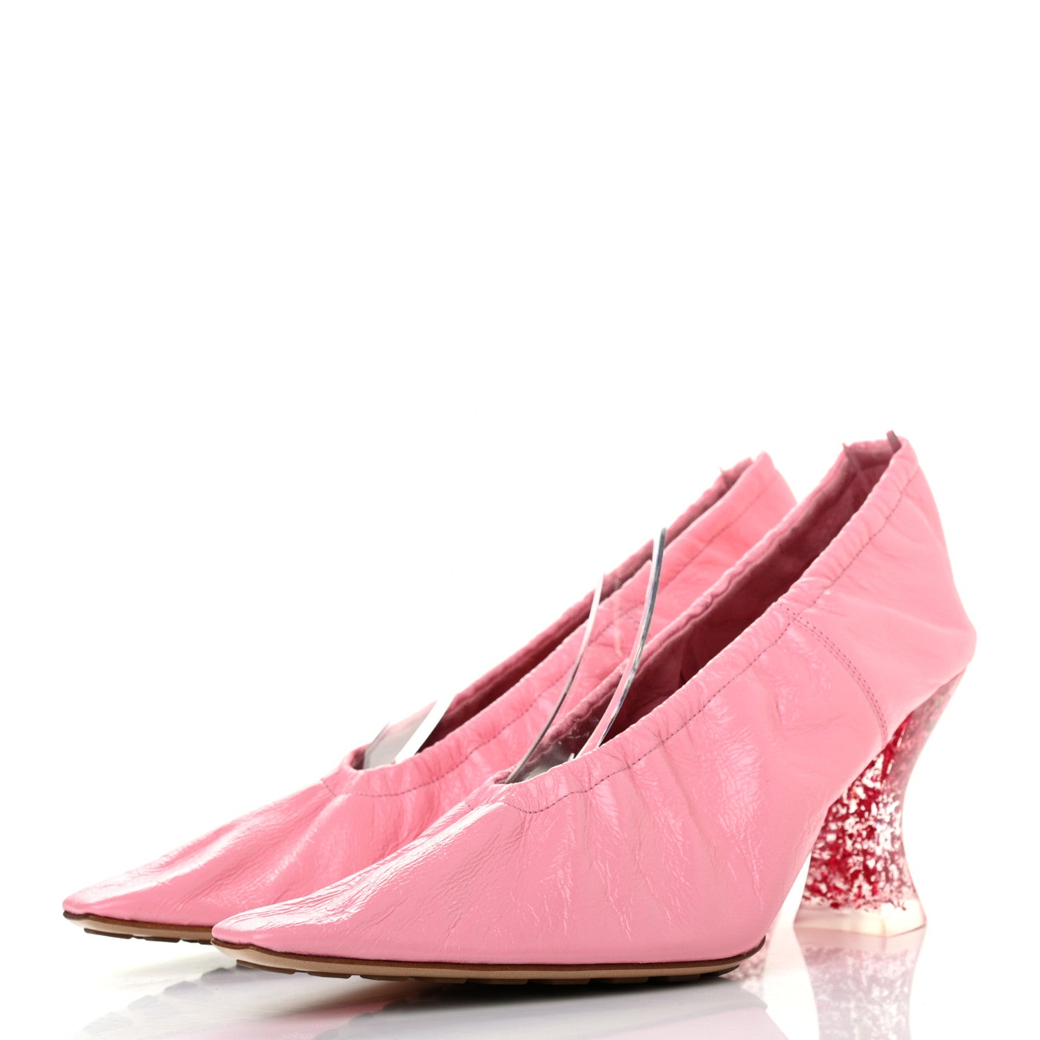 Bottega Veneta Crushed Nappa Glitter Plexiglass Almond Pumps 39 Blossom 5 of 14
