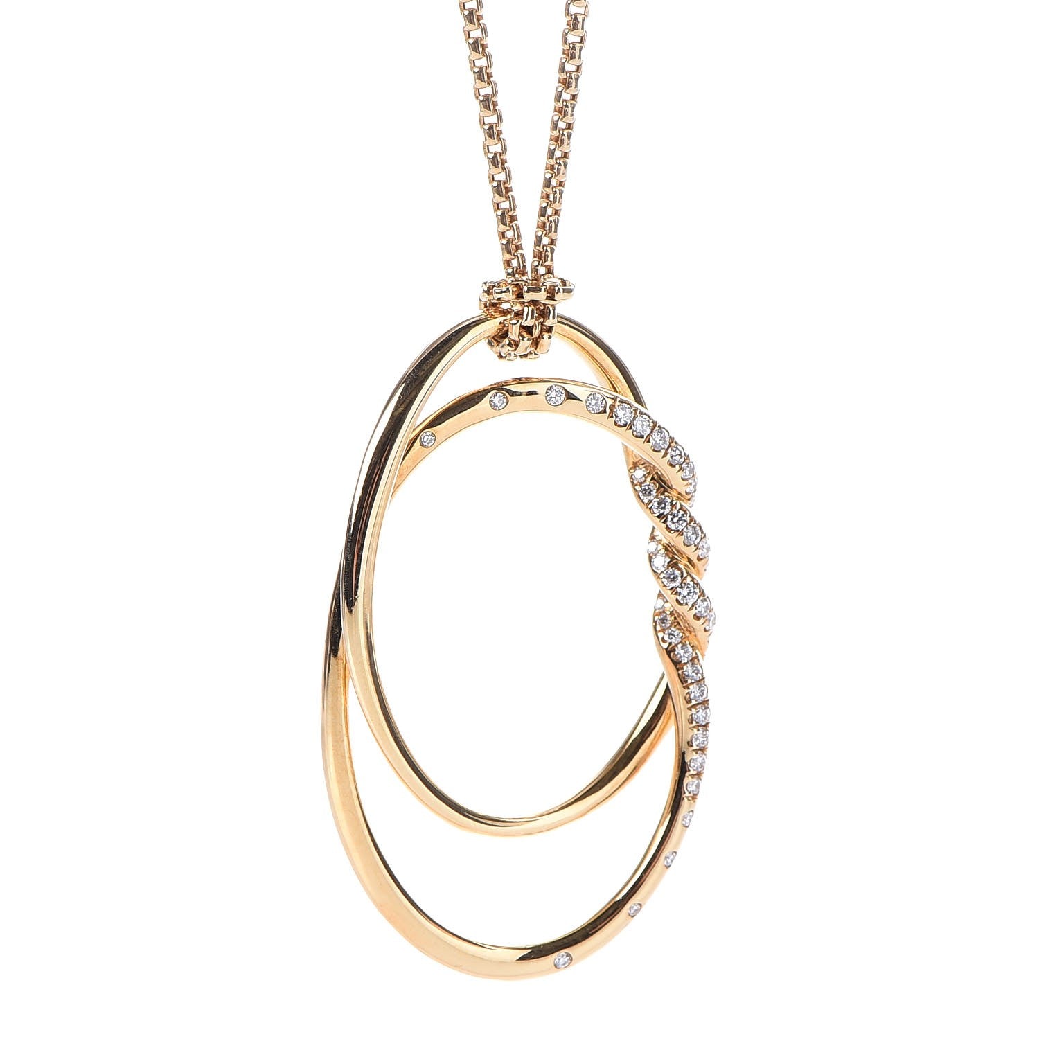 David Yurman 18K Yellow Gold Diamond 47mm Continuance Pendant Necklace 3 of 7