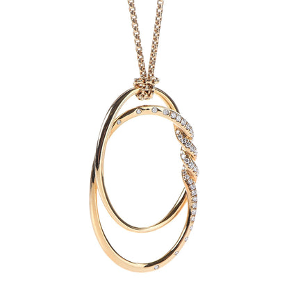 David Yurman 18K Yellow Gold Diamond 47mm Continuance Pendant Necklace 3 of 7