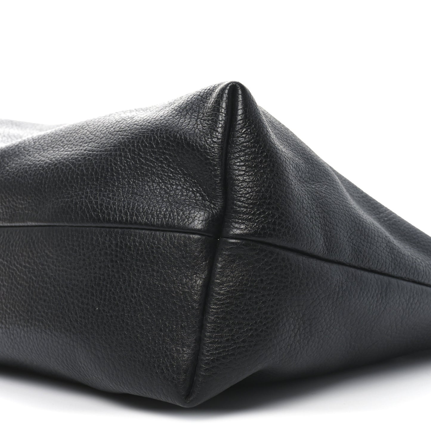 Pebbled Calfskin Bamboo Tassel Tote Black