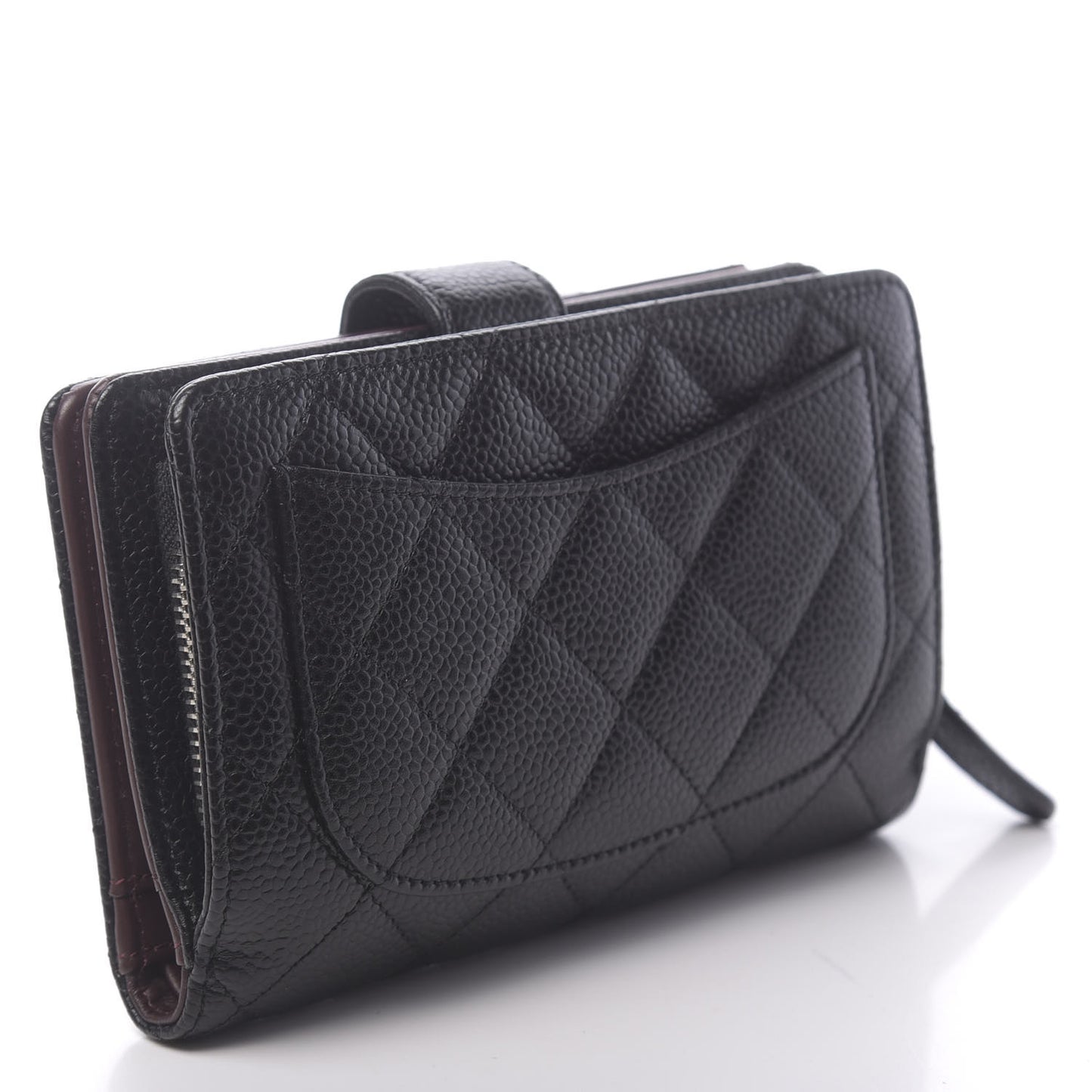 Caviar Quilted Zipped Pocket Wallet Black