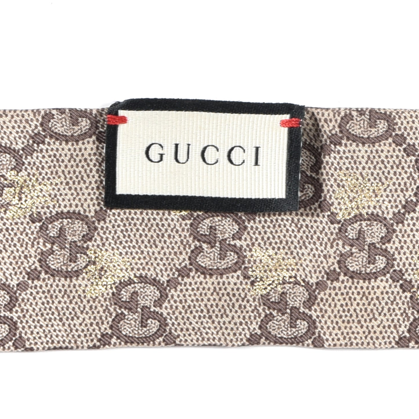 Silk Twill GG Monogram GG Bee Neck Bow Scarf Black Red