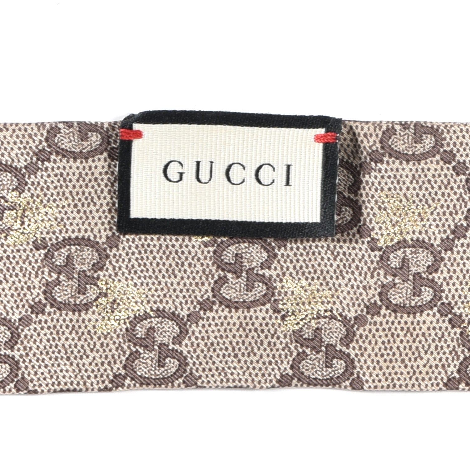 Gucci Silk Twill GG Monogram GG Bee Neck Bow Scarf Black Red 3 of 3