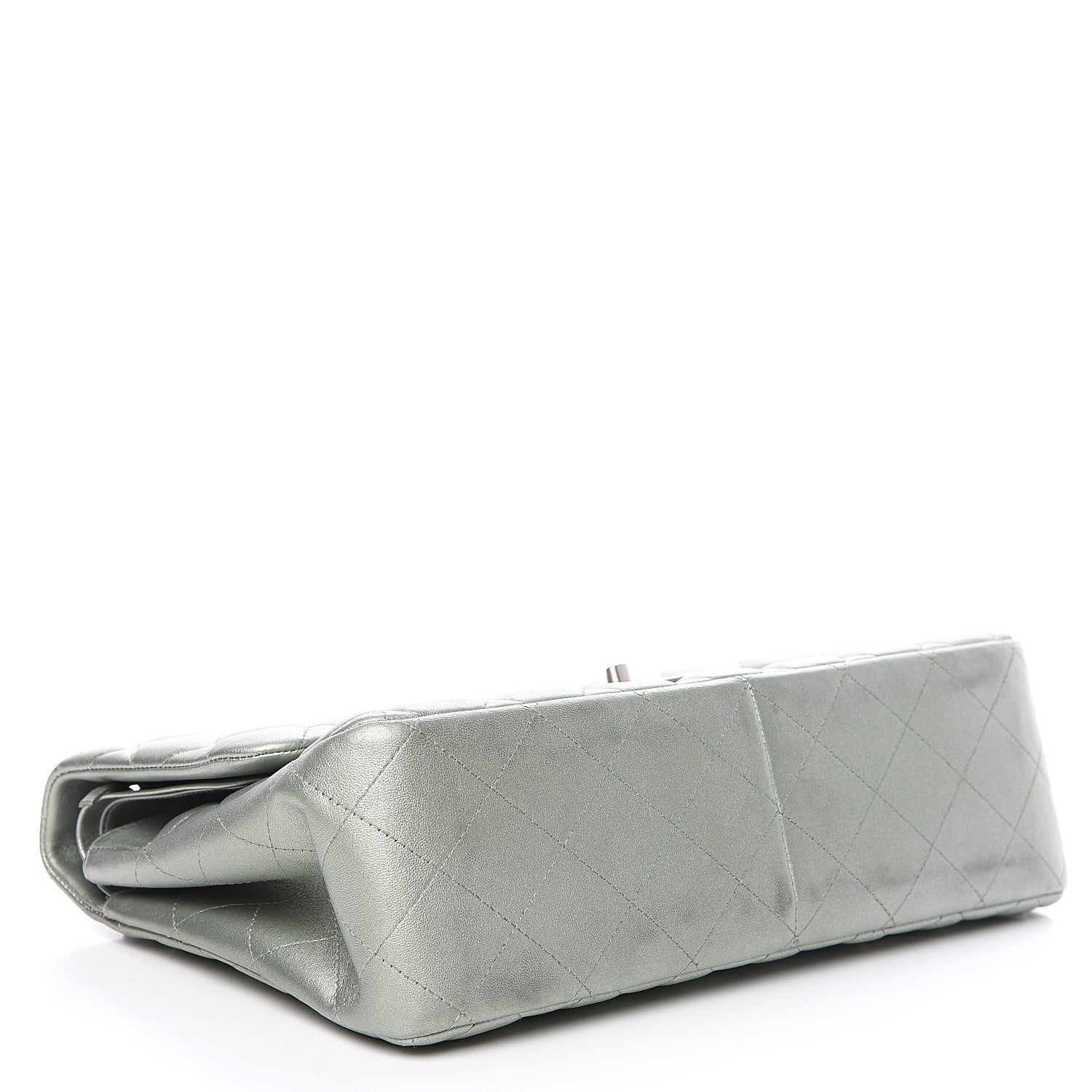 Chanel Metallic Lambskin Quilted Jumbo Double Flap Green 3 of 16