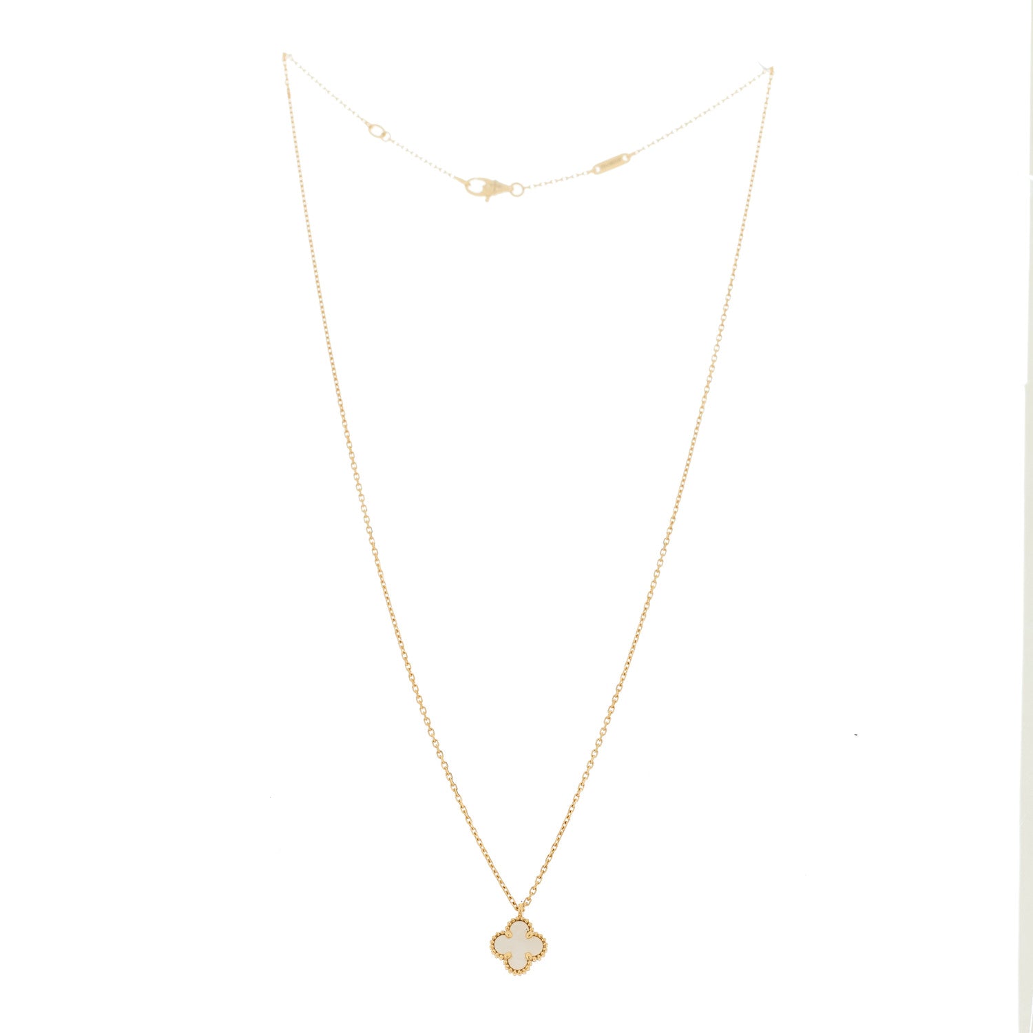 Van Cleef & Arpels 18K Yellow Gold Mother of Pearl Sweet Alhambra Pendant Necklace 3 of 5