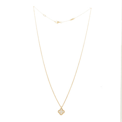 Van Cleef & Arpels 18K Yellow Gold Mother of Pearl Sweet Alhambra Pendant Necklace 3 of 5
