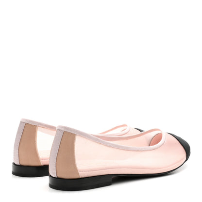 Chanel Mesh Grosgrain CC Ballerina Flats 38.5 Pink Black 5 of 9