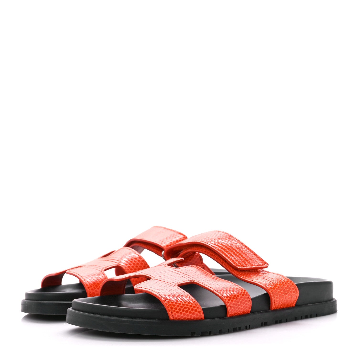 Hermes Lizard Womens Chypre Sandals 38 Orange Synthetique 3 of 8