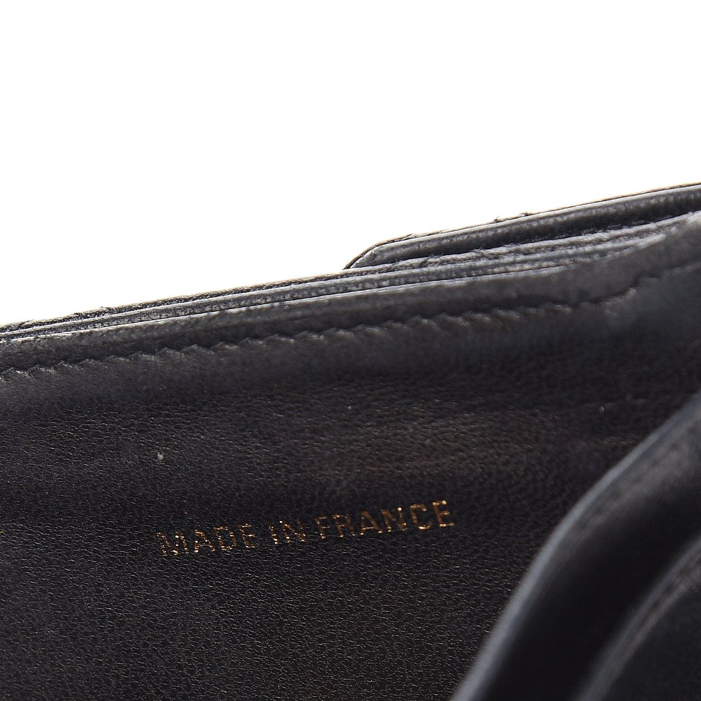 Caviar Stitched Compact French Flap Wallet Black