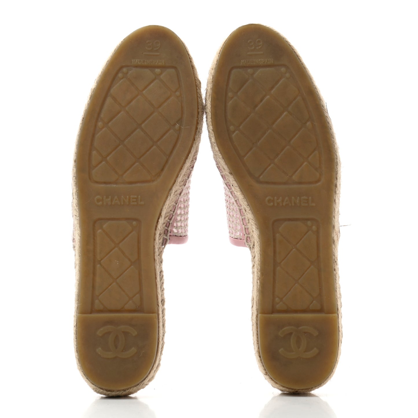 Mesh Grosgrain CC Espadrilles Mule 39 Pink