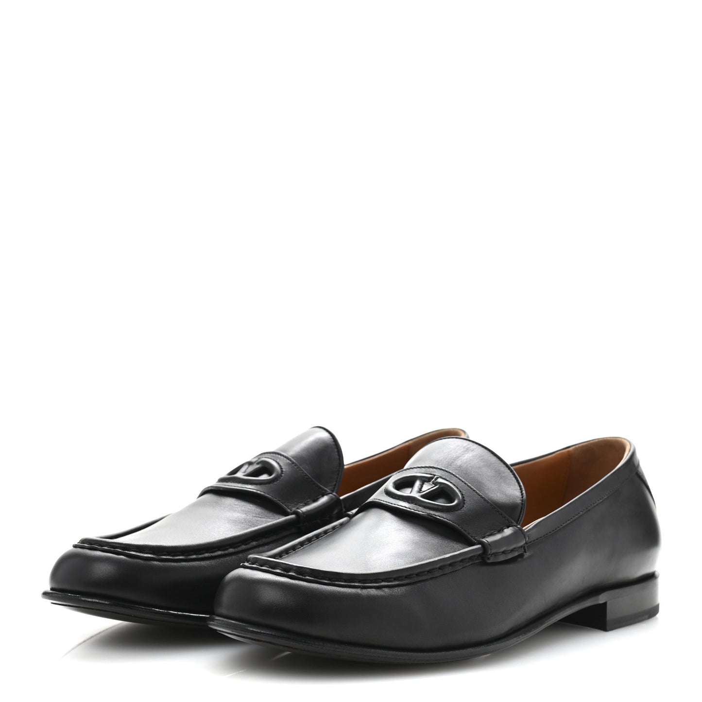 Calfskin Mens VLogo Loafers 43.5 Black