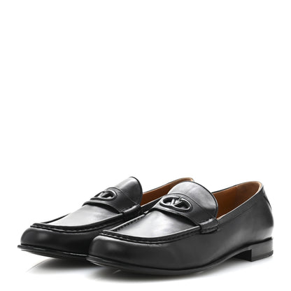Valentino Garavani Calfskin Mens VLogo Loafers 43.5 Black 4 of 10