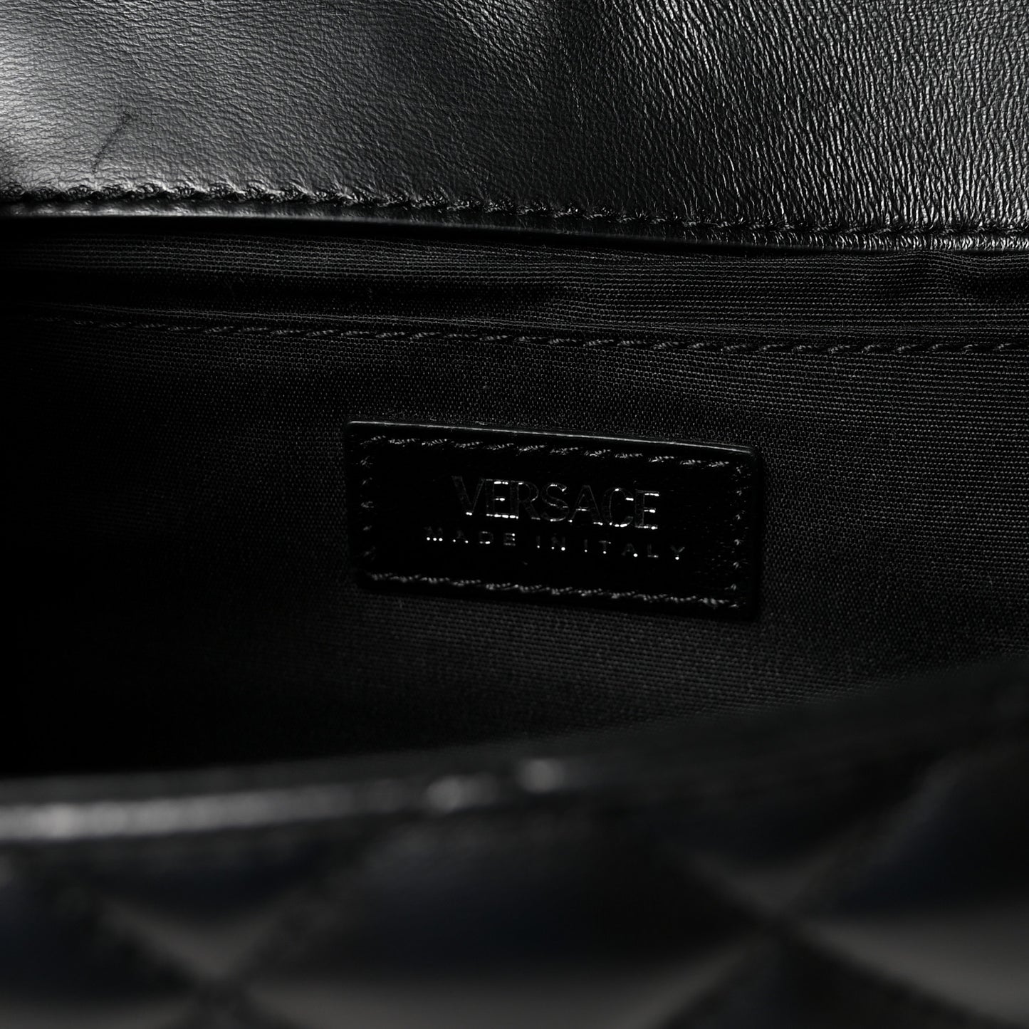 Nappa Quilted Medusa Medium Chain Crossbody Black