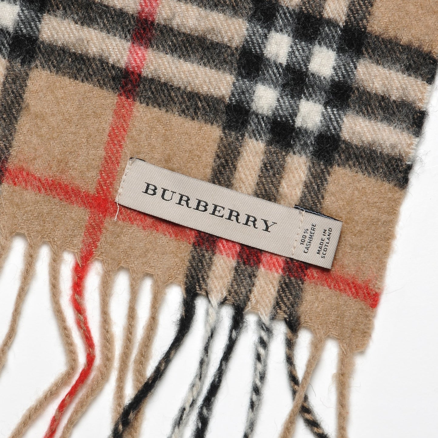 Cashmere House Check Fringe Scarf Camel