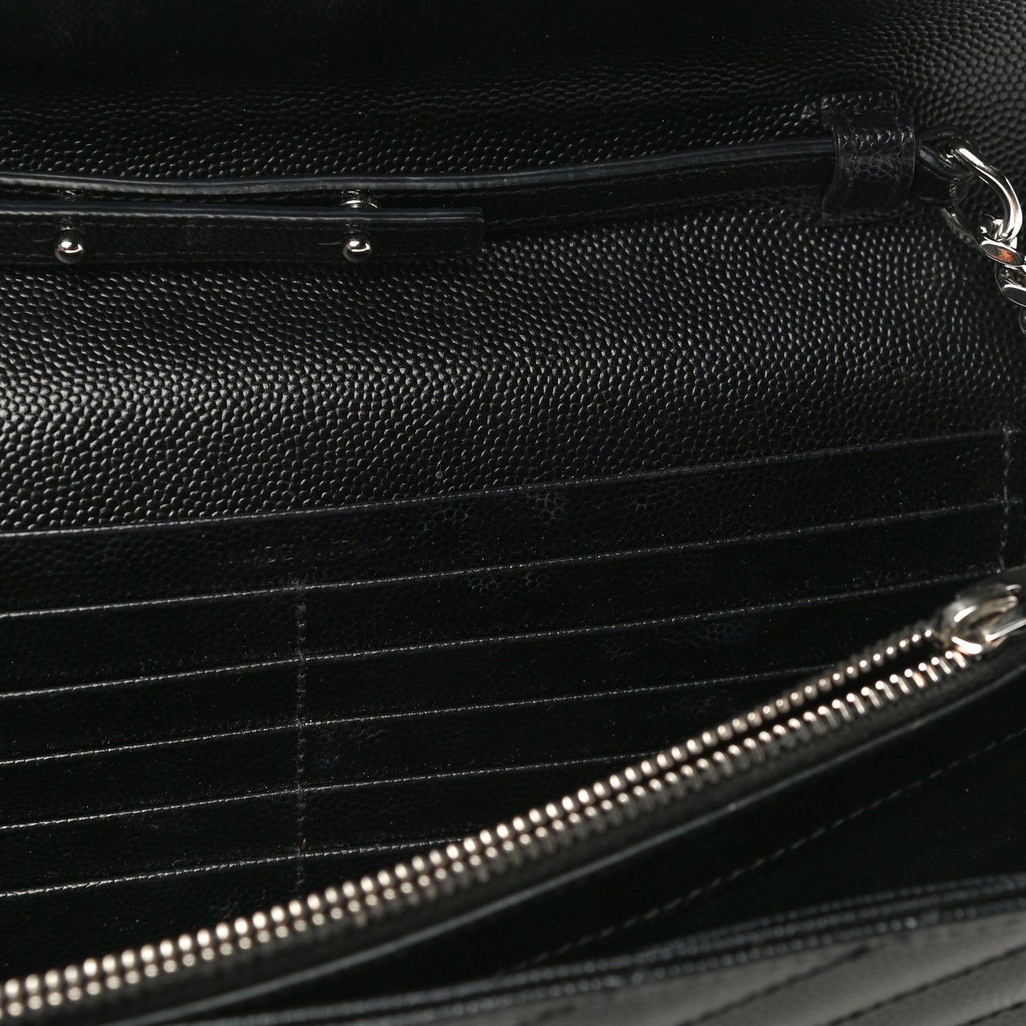 Grain De Poudre Matelasse Chevron Monogram Chain Wallet Black
