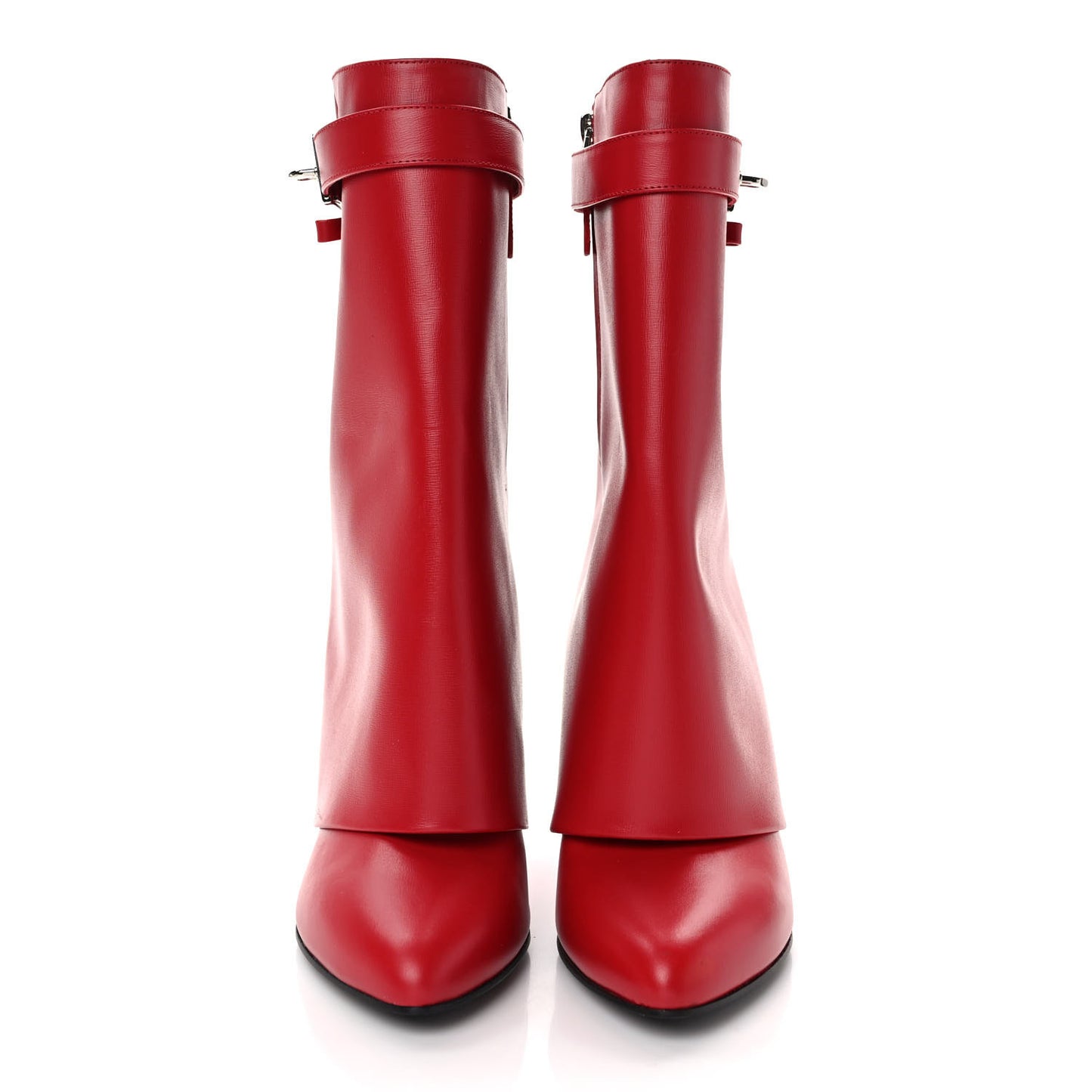 Calfskin Shark Lock Ankle Boots 38.5 Red