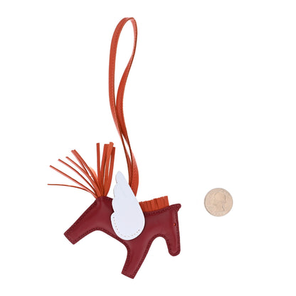 Hermes Milo Lambskin Grigri Rodeo Pegase Horse Bag Charm PM Rouge Grenat Cornaline Bleu Brume 2 of 5