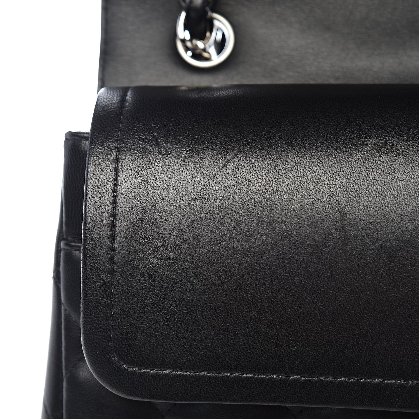 Lambskin Quilted Jumbo Double Flap Black