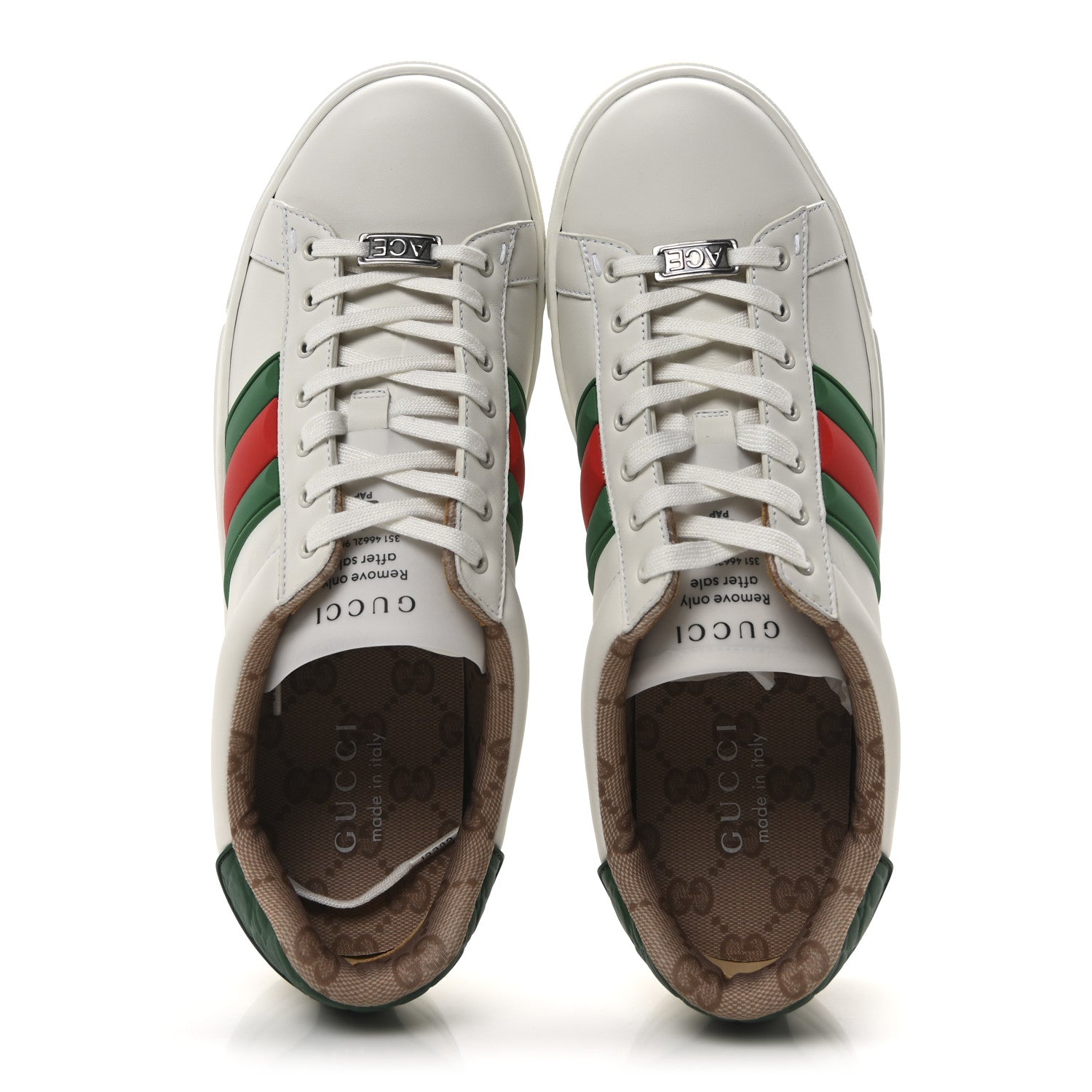 Gucci Ultralight Plume Calfskin Rubber Web Mens New Ace Sneakers 9 Green White Red 2 of 9