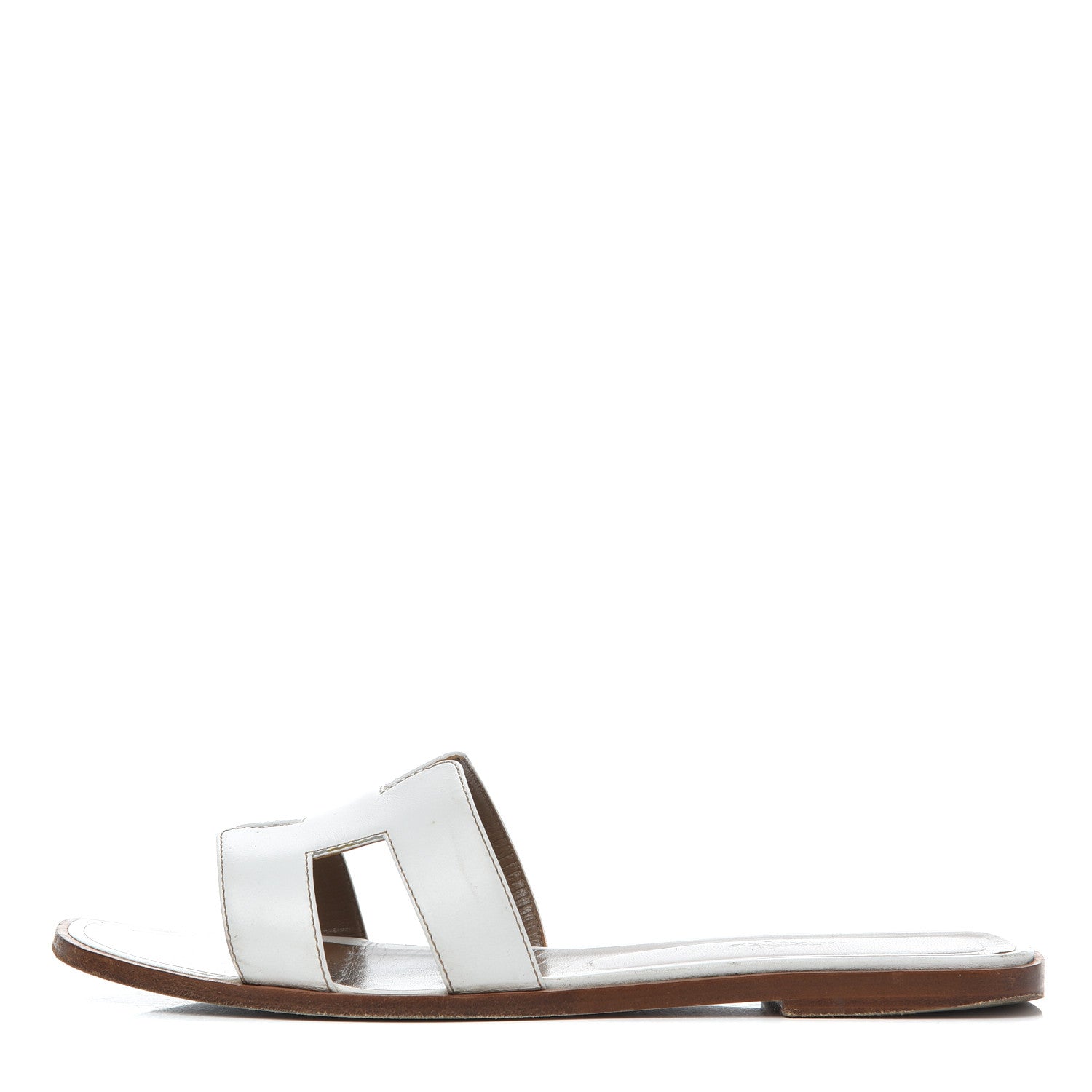 Hermes Box Calfskin Oran Sandals 38.5 White 1 of 24
