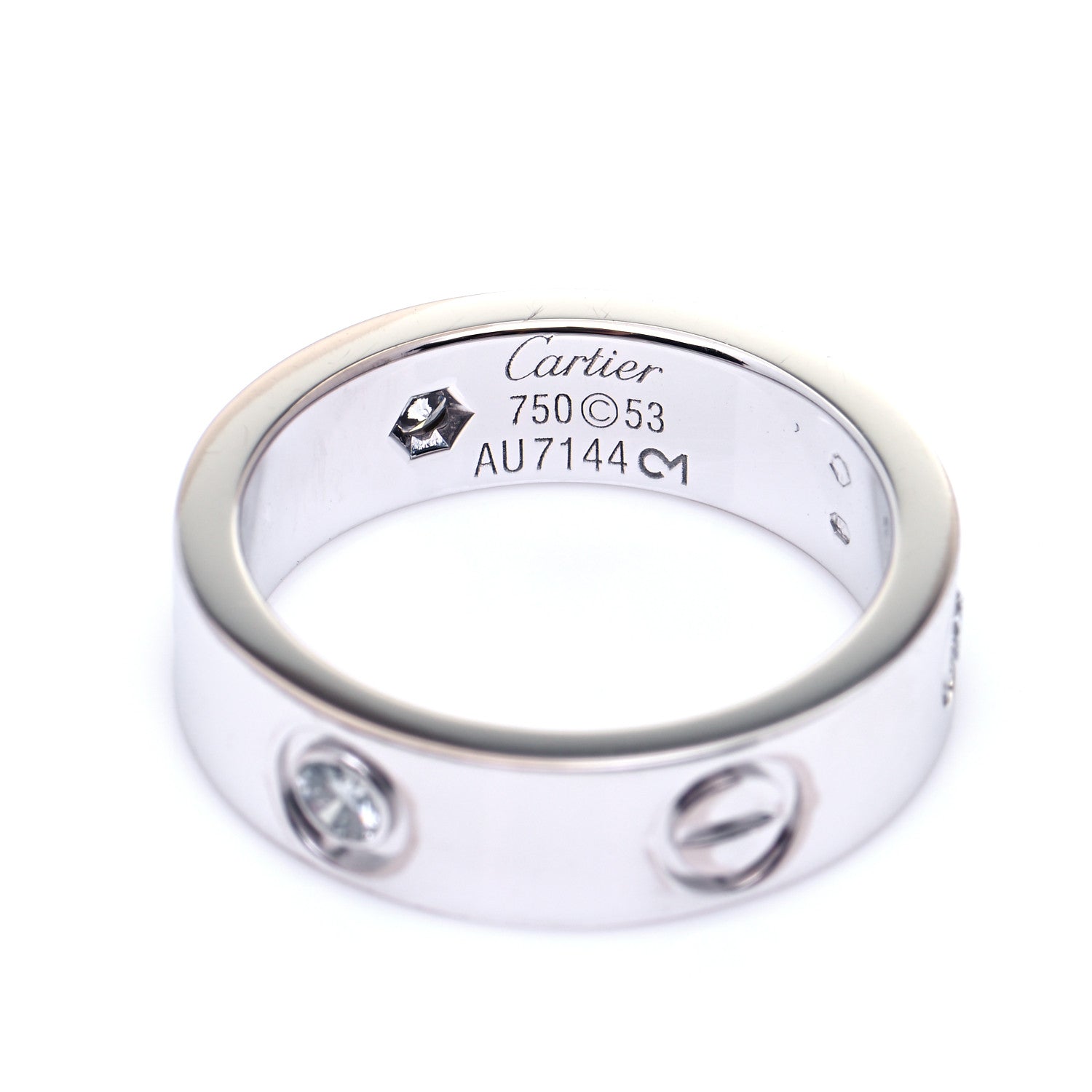 Cartier 18K White Gold 3 Diamond 5.5mm LOVE Ring 53 6.5 6 of 6