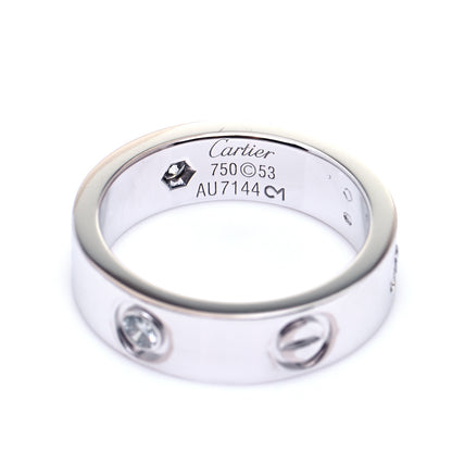 Cartier 18K White Gold 3 Diamond 5.5mm LOVE Ring 53 6.5 6 of 6